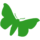 Illustration Gestaltungselement - grüner Schmetterling - Webseite von Familie de la Fontaine - Schönes aus Wolle-Seide kaufen